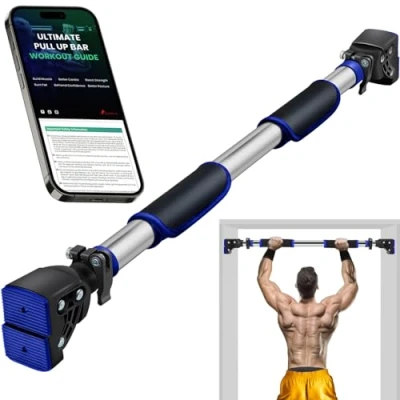 Imagen de ROMIX Barra de Dominadas, Ajustable Resistente Sin Tornillos Puerta Marco Tracción con Seguridad Cerradura, Multifuncional Casa Gimnasio Ejercicio Equipo para Entrenamiento Fitness Chin Up