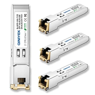 Imagen de [Paquete de 4] Transceptor SFP+ a RJ45, módulo Cobre, Cat.6a/7, hasta 30 m, para Cisco SFP 10G T S, MikroTik S+RJ10, Ubiquiti UF RJ45 10G, Netgear AXM765, TP Link, Fortinet