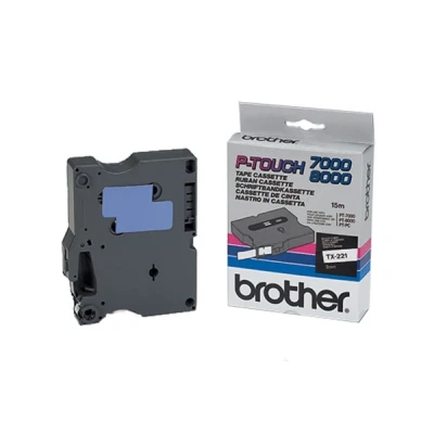 Imagen de P Touch PC Brother TX 221 cinta negro sobre blanco 9 mm (original)