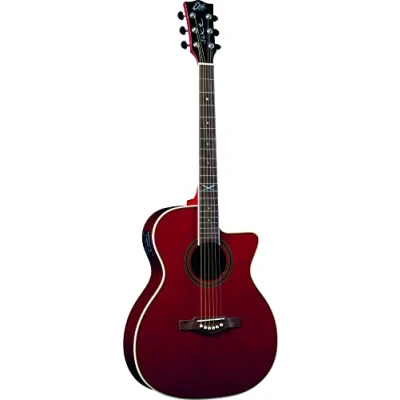 Imagen de Eko Guitars NXT A100CE SEE THROUGH RED, guitarra acústica, bandas fondo mango de caoba, teclado South American Roupanà, Auditorio Cutaway, color rojo
