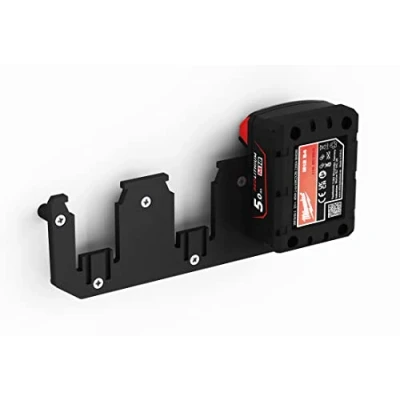Imagen de NewGround Designs soporte de pared para baterías adecuado Milwaukee M18 / 18V (3 baterías) incl. tornillos y tacos [MADE IN GERMANY].