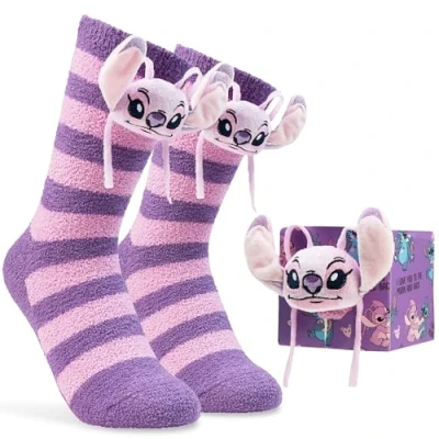 Imagen de Disney Calcetines Antideslizante para Mujer Regalos Mujeres (Morado Angel)