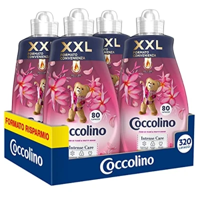 Imagen de Coccolino Suavizante concentrado Flores de Tiaré &amp; Frutos Rojos, 8 litros, 320 lavados, 4 x 80 lavados