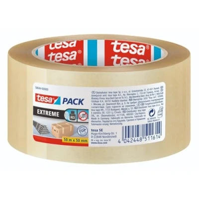 Imagen de tesa Pack Solid &amp; Strong Cinta de embalaje silenciosa para cerrar paquetes forma segura. Disponible en: transparente y marrón