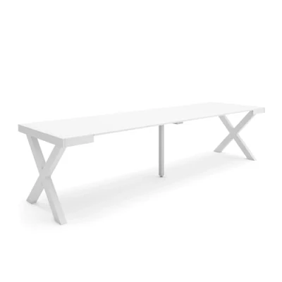 Imagen de Skraut Home Mesa Consola Extensible Comedor Plegable 300 para 14 comensales Patas Madera Maciza Estilo Moderno Blanco
