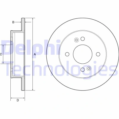 Imagen de DELPHI BG4917C Disco de freno 234 10 4 macizo revestido sin procesar cojinete rueda, anillo sensor ABS