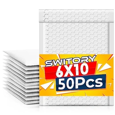 Imagen de Switory 50 piezas cartero de burbujas 15,3 x 26,9 cm blanco colores sobre, bolsa