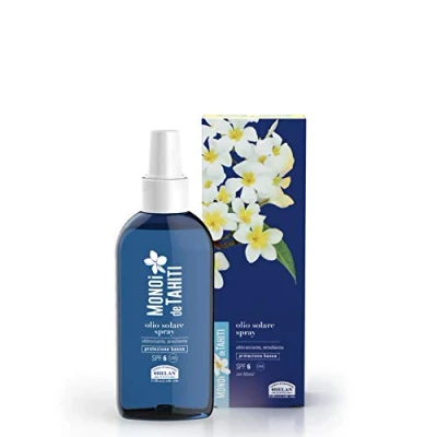 Imagen de Helan, Monoi de Tahiti, Aceite Bronceador Spray, con Protector Solar SPF 6 Cuerpo Hidratante, Protege contra Quemaduras Coco 150 ml