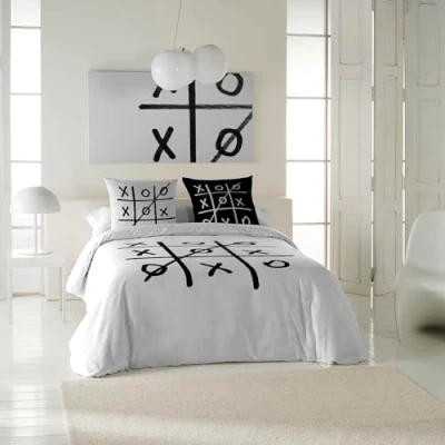 Imagen de ICEHOME Juego Funda Nordica 2 Piezas Cama 90 100% Algodon de edredon para 150x220 cm + 1 Almohada 45x110 3N Raya