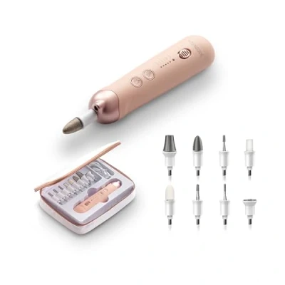 Imagen de Boston Tech Queen Torno para Uñas Profesional, Kit Eléctrico de Manicura y Pedicura, 5 Modos, Carga Rápida USB, 9 Accesorios Alta Calidad, Velocidad Ajustable, Portátil Duradero