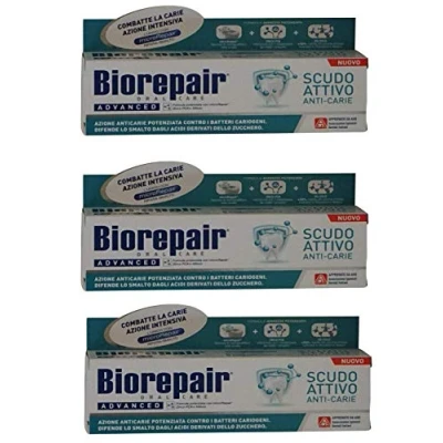 Imagen de Biorepair Advanced&quot;Scudo Attivo&quot; (Active Shield) Toothpaste with microRepair 2.5 fl.oz (75ml) Tubes (Pack of 3)
