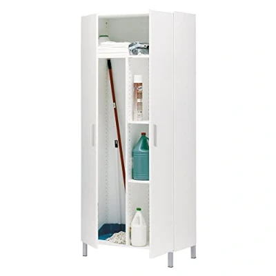 Imagen de Buyqualia armario escobero multiusos de hogar dos puertas color blanco alto 188 / ancho 82 fondo 35