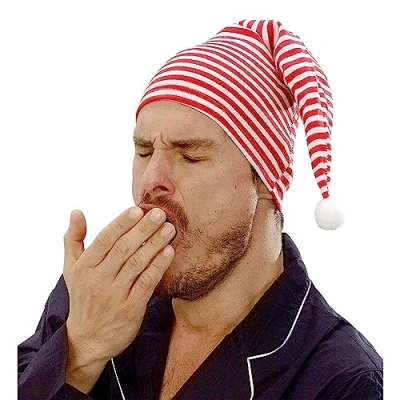 Imagen de Widmann 9340R Gorro de noche con pompón, accesorio disfraz sonámbulo para fiestas temáticas y carnaval, blanco rojo
