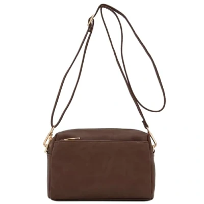 Imagen de FashionPuzzle Bolso cruzado pequeño con triple cremallera, Gris topo oscuro, Talla única