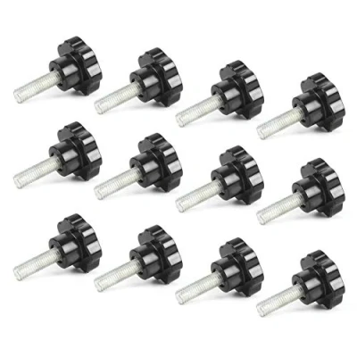 Imagen de Tornillo Estrella M8 x 40MM 12Pzs Roscado Perilla de Sujeción en Forma Plastico Cabeza Ajustando Tornillos para Máquina, Industria, Equipamiento, Negro