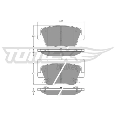 Imagen de TOMEX brakes TX 19 61 Juego de pastillas freno Eje trasero con contacto avisador desgaste accesorios HYUNDAI: i30 III Hatchback, Kona SUV