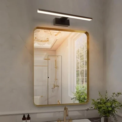Imagen de Aigostar Lámpara LED de Espejo 40cm 8W 560LM Baño Amarillo Cálido 4000K Pared IP44 230V Luz Negro Apliques Baño，2pcs