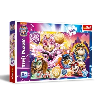 Imagen de Trefl Paw Patrol: The Mighty Movie, Conoce a los Pups Puzle de 100 Piezas Colores con Personajes la Serie Infantil, Entretenimiento Creativo