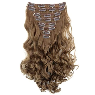 Imagen de CAISHA XXL Juego De 8 Extensiones Clip Extender El Cabello Sintético Ondulado Pelo Largo Marrón Medio CES3 1