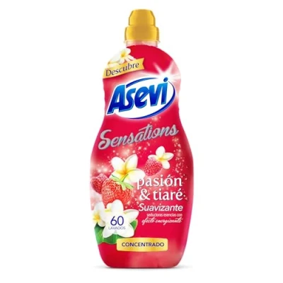 Imagen de Asevi Suavizante para Ropa Sensations Pasión &amp; Tiaré Concentrado Lavadora con Fragancia Energizante Esencias Naturales Suavidad Duradera Todo Tipo de Tejidos 60 Lavados