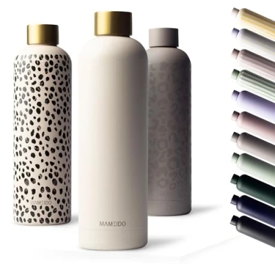 Imagen de MAMEIDO Botella termica 750ml agua acero inoxidable antigoteo, sin BPA, termo para bebidas frías y calientes (Ivory Beige, 0,75l)
