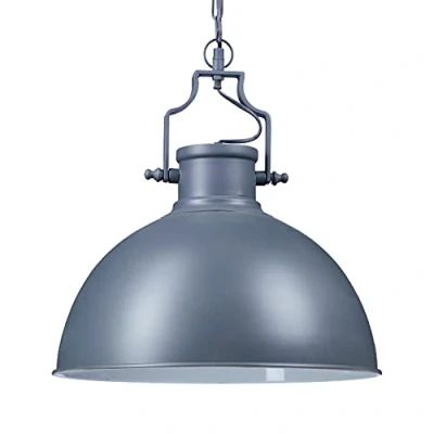 Imagen de Relaxdays Lã¡Mpara Techo Redonda Grande Industrial Lámpara, 40 W, Gris, 155 x 40.5 cm