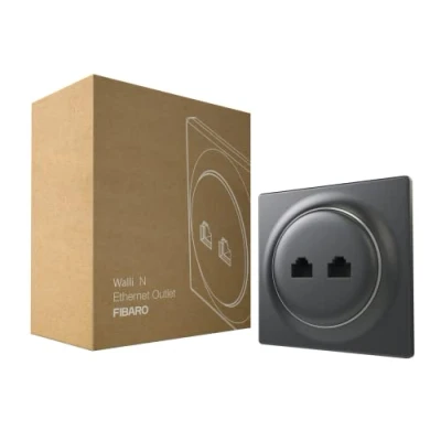 Imagen de FIBARO Walli N FGWEEU 021 8 Salida Ethernet, 2 conectores RJ45, categoría 6, color Gris