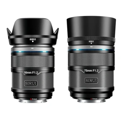Imagen de SIRUI Sniper Juego de lentes enfoque automático 16 mm y 75 mm, lente cámara APS C gran angular F1.2 para A5 A6 A7 FX A9 ZV E Series (montaje E, negro)