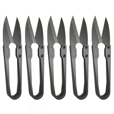 Imagen de iCovalescent 5PCS Tijeras Coser Hilo U Forma, Cortahilos Multipropósito Portátiles, Corta Hilos de Costura y Manualidades para Bordado, Tela, Corte Hilo(Negro)