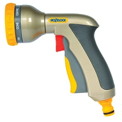 Imagen de Hozelock Pistola de riego metálica Multi Plus con roseta y 8 tipos rociado
