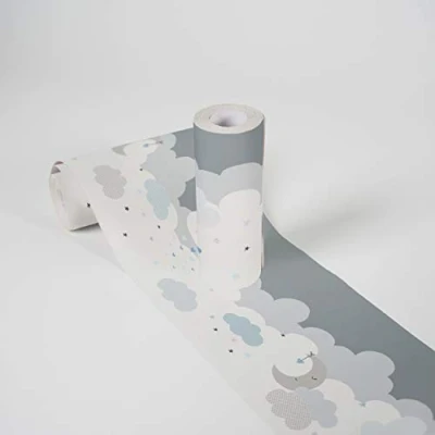 Imagen de Lovely Kids Cenefas Adhesivas Para Los Niños Dreamy Sky 5.00 m x 0.155 Gris Azul Blanco Fabricado en Alemania de A.S. Création 403744