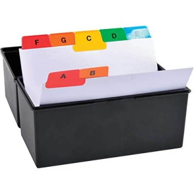 Imagen de Exacompta Ref. 13996E Separadores alfabéticos impresos de la a Z en tarjeta blanca para caja enchufes formato A7 25 teclas adecuado clasificación horizontal 88