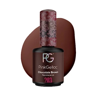 Imagen de Color de pintauñas permanente Pink Gellac 203 Chocolate Brown. Esmalte gel, calidad profesional y fácil aplicación en casa. Esmaltes uñas.