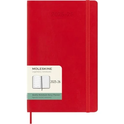Imagen de Moleskine Weekly Planner 2025 2026, Agenda Semanal 18 Meses Con Espacio para Notas, Tapa Suave y Cierre Elástico, Formato Grande 13 x 21 cm, Color Rojo Escarlata