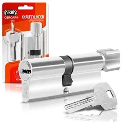 Imagen de GERCAR Cilindro 30/30 para cerradura de puerta (incluye 5 llaves, longitud: 60 mm, A:30, B: 30, 1 unidad)