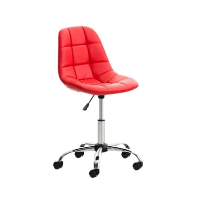 Imagen de CLP Silla De Escritorio Emil En Simil Cuero &amp; Base con Ruedas I Ordenador Altura Regulable Giratoria, Color:Rojo