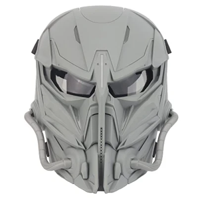 Imagen de Máscaras tácticas de Pistola Aire comprimido, Grey Lens Full Face Skeleton Paintball Protection Mask for CS War Games Halloween Role Play Clothing Party (Gris)