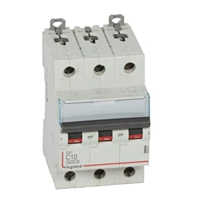 Imagen de Legrand 407857E, Interruptor Automático Magneto Térmico, 3P, 10A, Curva C, 10 kA, 3 módulo, DX3
