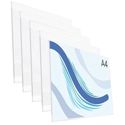 Imagen de Danieli Store Soporte de Pared Metacrilato A4 Horizontal para Carteles. Expositor con Adhesivo Doble Cara y Cristal. Acrílico Transparente Avisos (5 unidades)