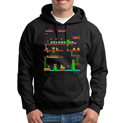 Imagen de TShirt People Retro Mario 1UP Sudadera con capucha para hombre Negro M