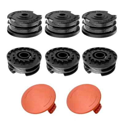 Imagen de Viilich 6 bobinas de hilo para desbrozadora Bosch ART 24, 27, 30 y 36 LI, bobina repuesto nailon (F016800351), con 2 cubiertas recortadora (1600A00X61/1600A00DU0)