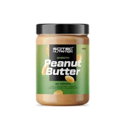 Imagen de Scitec Nutrition Mantequilla de Cacahuete Sin Aceite Palma Vegana Baja en Sal Fuente Proteína Azúcar Aumento Natural Energía, 400 g, Suave