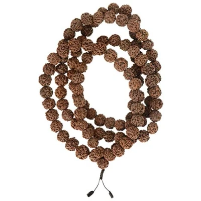 Imagen de BUDDHAFIGUREN Cadena de oración budista / hinduista: cuentas Rudraksha 15 mm ancho