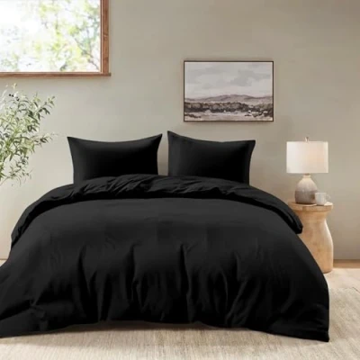 Imagen de Dreamzie Funda Nordica Cama 135 con 2 Almohada 80x80 cm Negro nordicas 155x220 Adulto de 100% Microfibra. Certificada sin Productos Químicos (Oeko Tex)
