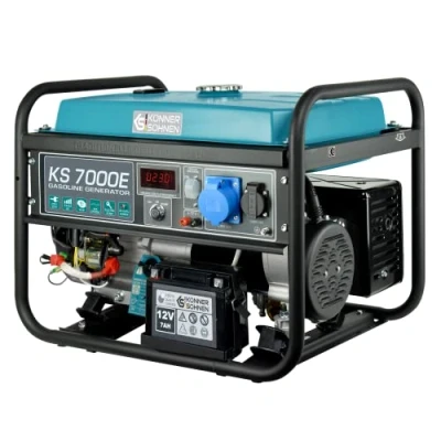 Imagen de Könner &amp; Söhnen Generador de gasolina KS 7000E,generador electrico5500W,arranque manual/eléctrico,1x16A,1x32A (230V), motor original EURO V,power station con (AVR),indicador aceite