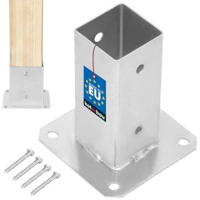 Imagen de KOTARBAU® Base para Poste 6x6 cm Zincada Acero Anclaje Suelo Atornillable Soporte Postes de Madera Cuadrados Galvanizado en Caliente