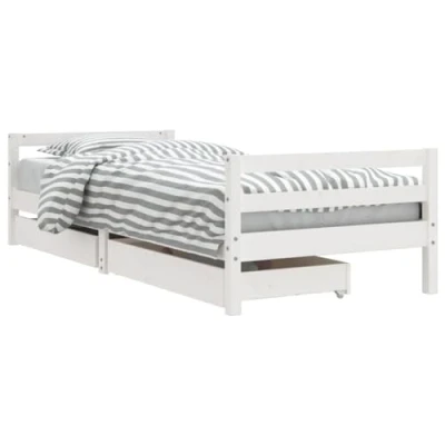 Imagen de vidaXL Estructura Cama Infantil y cajones Madera Pino Blanco 90x190 cm