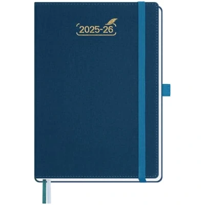 Imagen de BEZEND Agenda 2025 2026 Semana Vista 15,5 x 21 cm, 18 Meses Escolar de Jul.25 a Dic.26, A5 Planificador Semanal con Doble Horario, Tapa Dura Cuero PU Azul Prusia