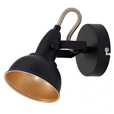Imagen de BRILONER Lámpara de pared, diseño industrial/retro, iluminación salón clásica, E14, máx. 40 W, 15.6 x 10 cm, color Negro / Oro, aplique pared interior, lampara