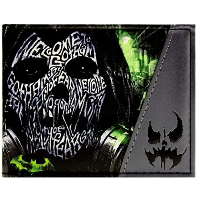 Imagen de The Dark Knight Batman Arkham City Scarecrow Gas del Miedo Billetera/Cartera Bifold Porta ID &amp; Tarjetero, Negro